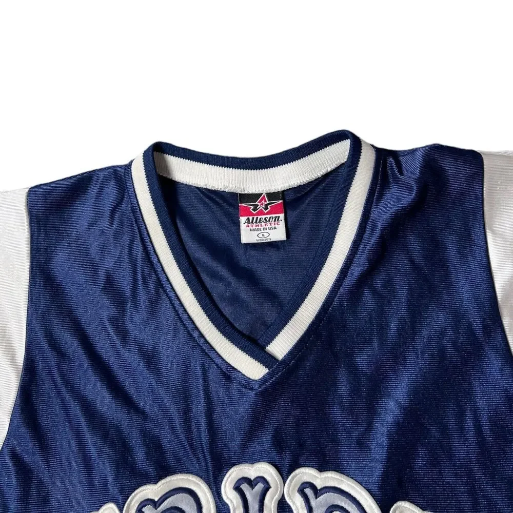 Alleson Athletic Tribe Dark Blue Basketball Jersey #5 Women’s Size L, USA Made.